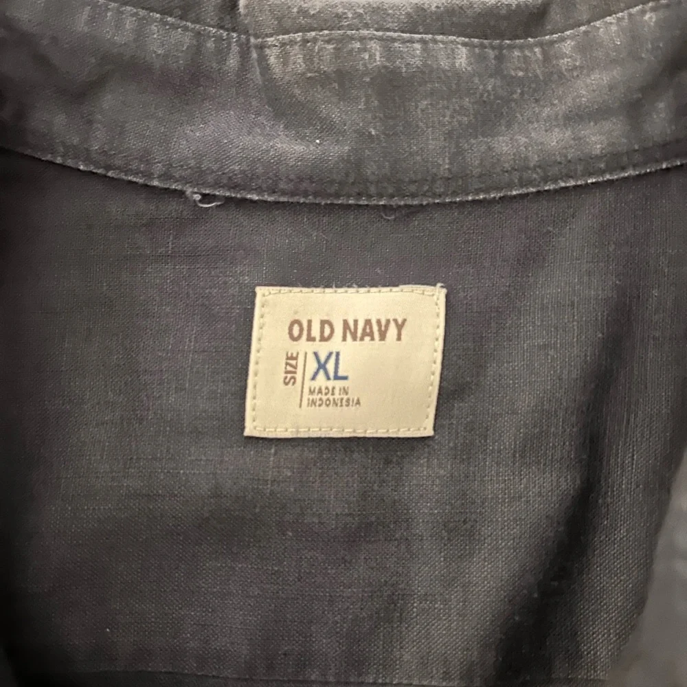 Old Navy Black Linen/Cotton Blend Casual Button Down Shirt - Picture 4 of 4